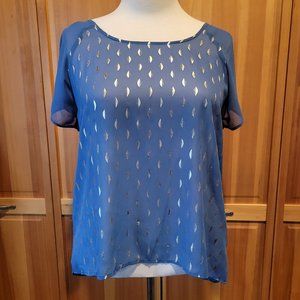 Sheer Dusty Blue with Silver Foil Top XL New